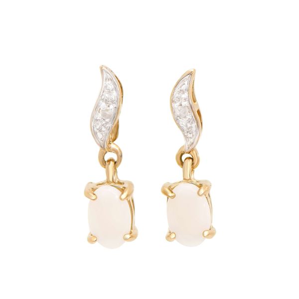 Plated 18KT Yellow Gold and Sterling Silver 0.51ctw Opal Earrings