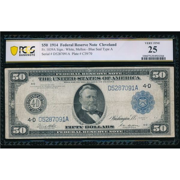 1914 $50 Cleveland FRN PCGS 25