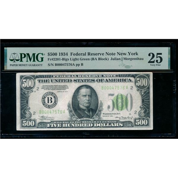 1934 $500 New York FRN PMG 25