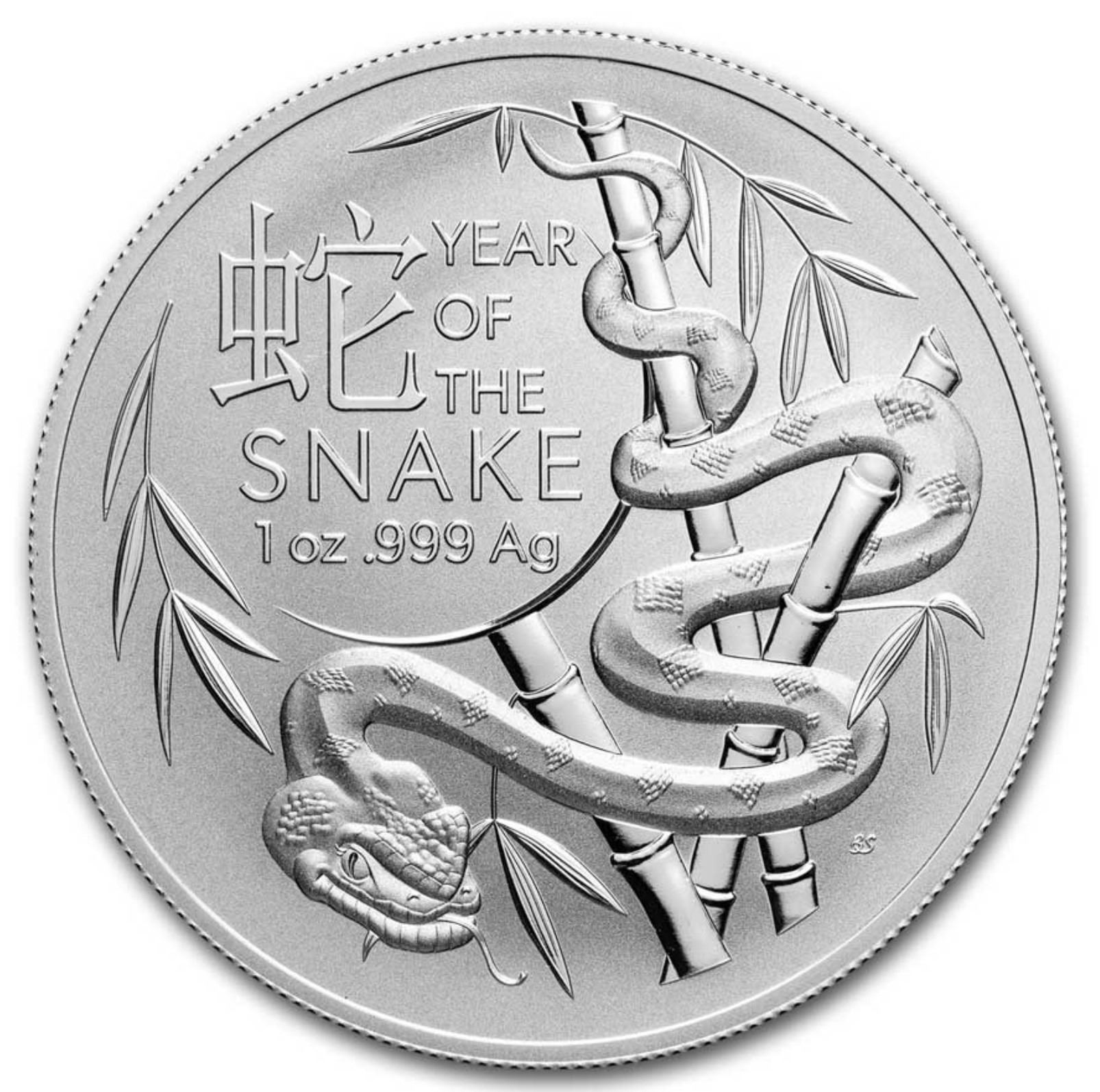 2025 Australia Lunar Year Of The Snake 1 Oz .9999 Fine Silver Coin – Perth Mint – In Capsule