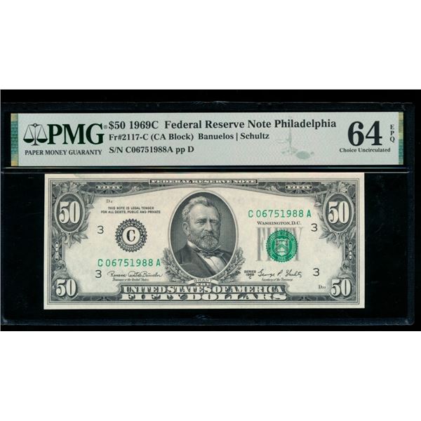 1969C $50 Philadelphia FRN PMG 64EPQ
