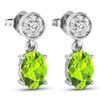 Image 3 : 14KT White Gold 1.26ctw Peridot Topaz and Diamond Earrings