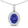 14KT White Gold 2.5ctw Tanzanite and Diamond Pendant