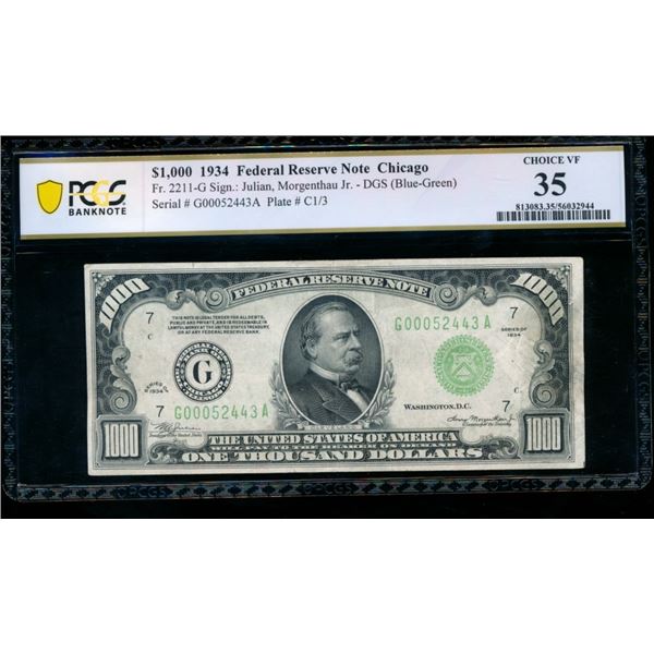 1934 $1000 Chicago FRN PCGS 35