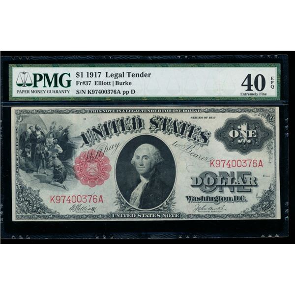 1917 $1 Legal Tender Note PMG 40EPQ