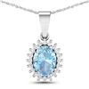 14KT White Gold 1.05ctw Aquamarine and Diamond Pendant