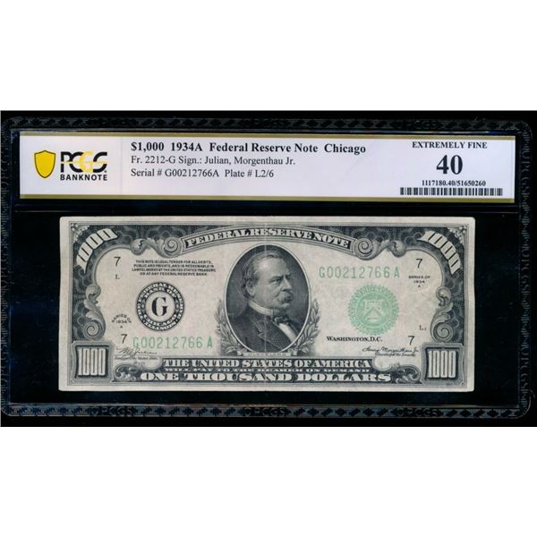 1934A $1000 Chicago FRN PCGS 40