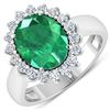 14KT White Gold 3.14ctw Zambian Emerald and Diamond Ring