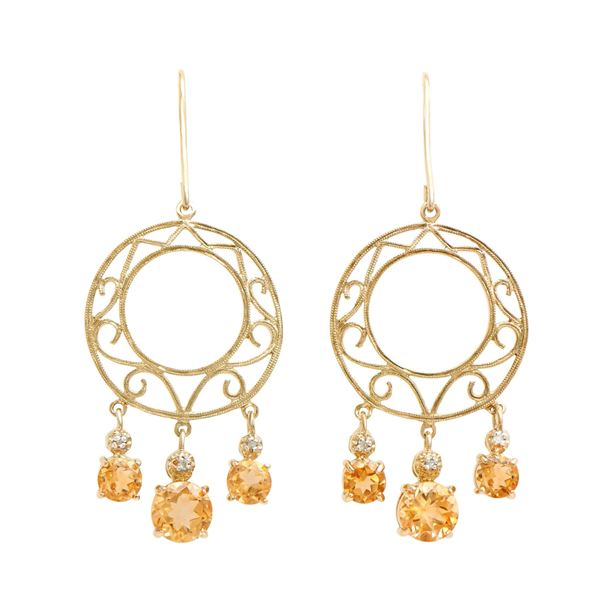 Plated 18KT Yellow Gold and Sterling Silver 3.80ctw Citrine Earrings