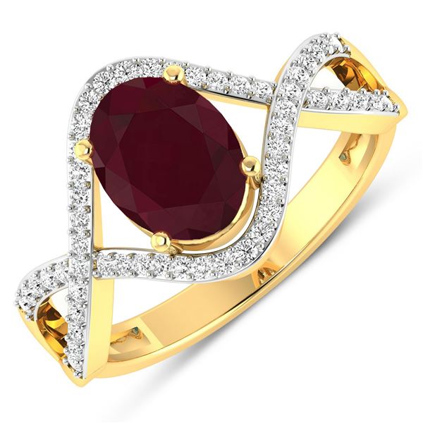 14KT Yellow Gold 1.5ctw Ruby and Diamond Ring