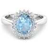 14KT White Gold 0.96ct Aquamarine and Diamond Ring