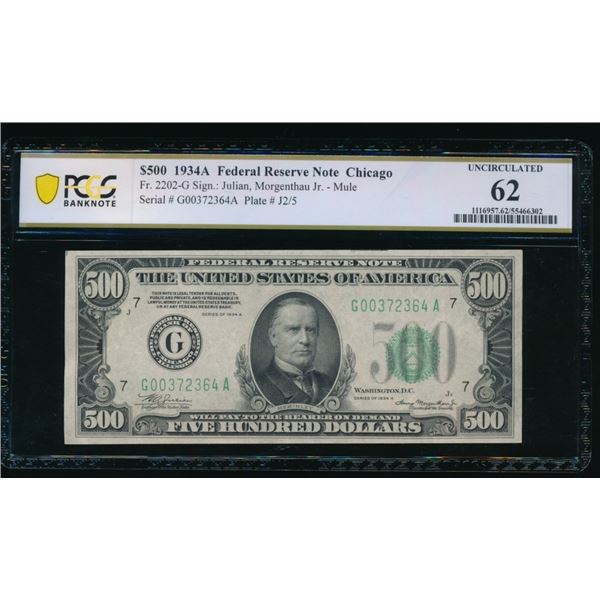 1934A $500 Chicago FRN PCGS 62