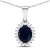 14KT White Gold 1.3ctw Blue Sapphire and Diamond Pendant