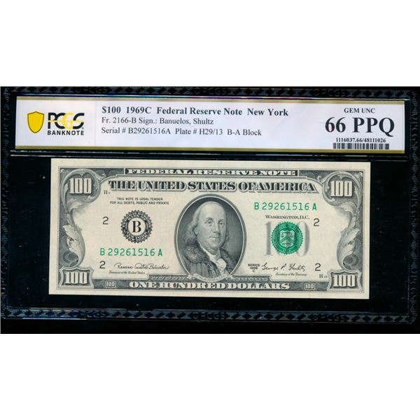 1969C $100 New York FRN PCGS 66PPQ