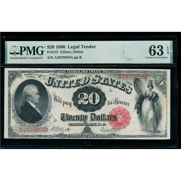 1880 $20 Legal Tender Note PMG 63EPQ