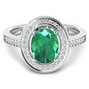 Image 2 : 14KT White Gold 1.53ctw Zambian Emerald and Diamond Ring