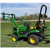 Image 3 : JOHN DEERE 1025R TRACTOR, 342 HRS W/ 120 FRONT-END LOADER W/ BUCKET & 54-IN AUTO-CONNECT BELLY MOWER