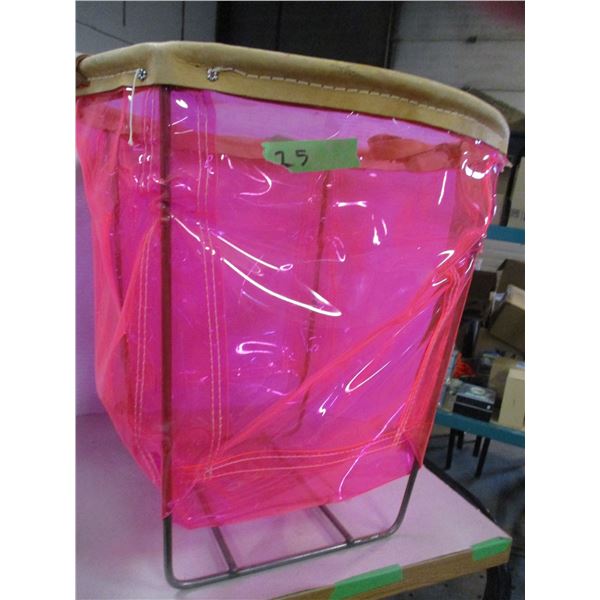 NEW:  ROUND VINYL HAMPER (APPROX. 19 X 19")