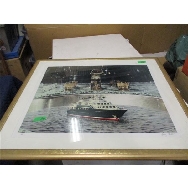 FRAMED PICTURE OF SHIPS (APPROX. 31 X 36")