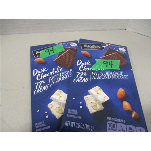 FREIGHT DAMAGE (AS IS):  DARK CHOCOLATE WITH SEA SALT & ALMOND NOUGAT BAR (2 BARS X 100G)