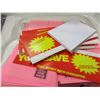 Image 1 : ESTATE:  PLASTIC TOTE WITH PAPER SIGNS
