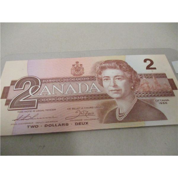 1986 CRISP UNCIRCULATED BIRD SERIES CANADA $2 BILL