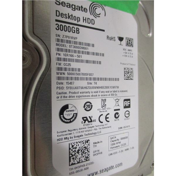 SEIZURE (AS IS):  3000 GB HARD DRIVE