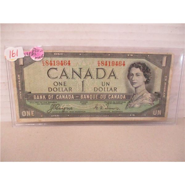 1954 SCARCE DEVILS FACE CANADA $1 BILL