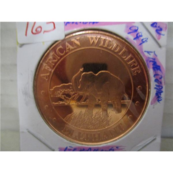1 OZ AFRICAN 999 1 OZ COPPER ELEPHANT COIN