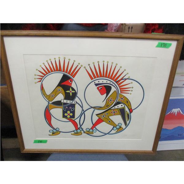 SEIZURE (AS IS):  "HOOP DANCERS" BY EDDY COLENESS FRAMED PICTURE