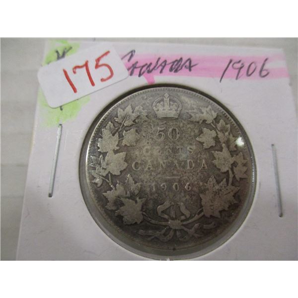 1906 KING EDWARD VII CANADA SILVER HALF DOLLAR