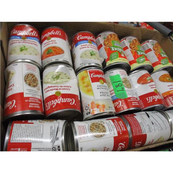 FREIGHT DAMAGE (AS IS):  FLAT C/W APPROX. 15 CANS OF SOUP, ETC