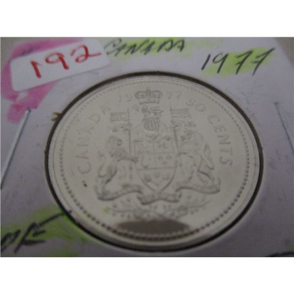 1977 PROOF CAMEO CANADA HALF DOLLAR