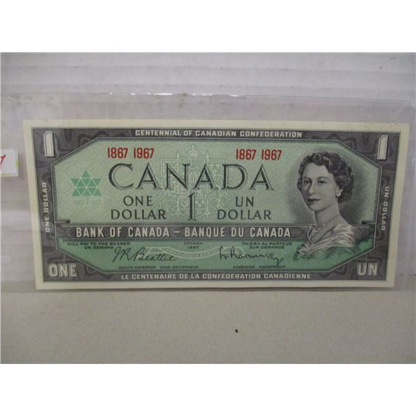 1867 - 1967 UNCIRCULATED CANADA $1 BILL