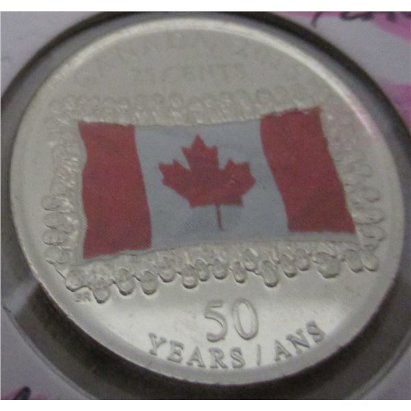 2015 PROOF 50 YEAR ANNIVERSARY CANADA COLORED FLAG QUARTER