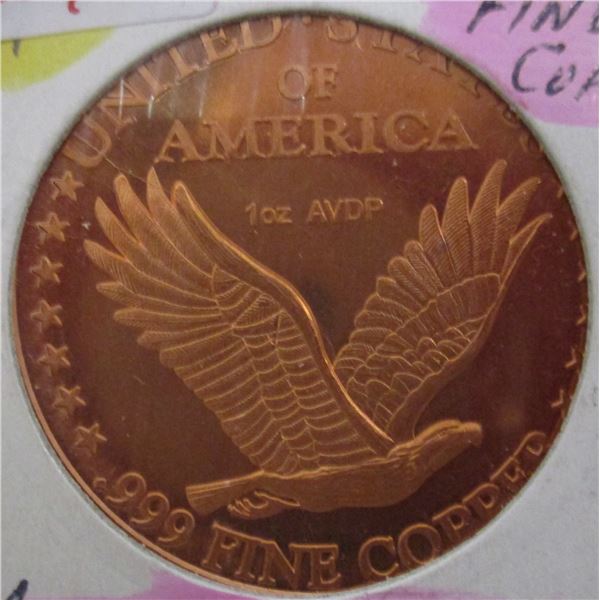 1 OZ 999 FINE COPPER EAGLE COIN