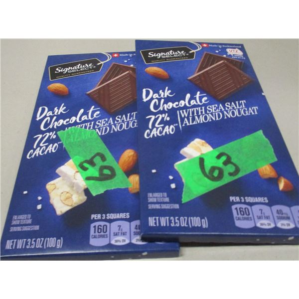 FREIGHT DAMAGE (AS IS):  DARK CHOCOLATE WITH SEA SALT & ALMOND NOUGAT BAR (2 BARS X 100G)