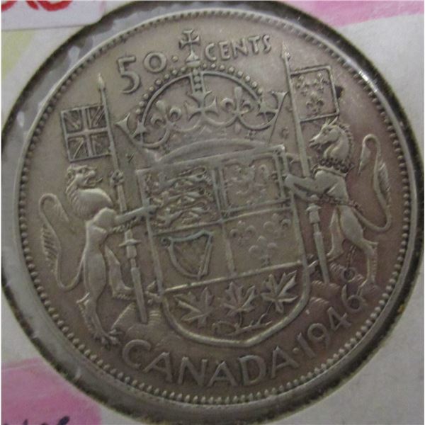 1946 KING GEORGE VI CANADA SILVER HALF DOLLAR