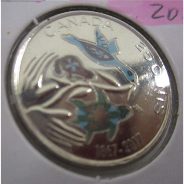 1867 - 2017 CANADA GLOW IN THE DARK QUARTER