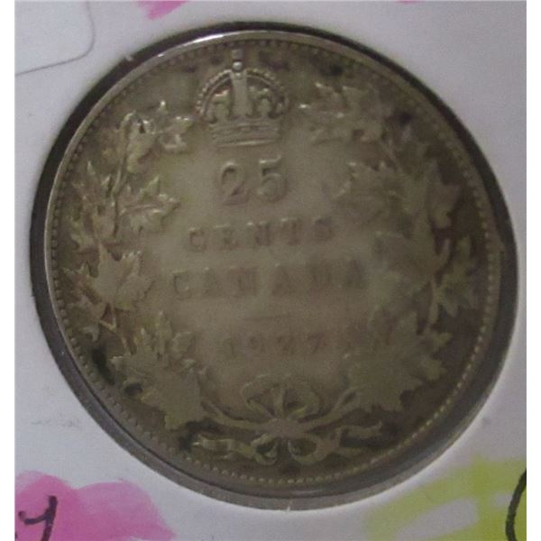 1927 FINE KEY DATE KING GEORGE V CANADA QUARTER
