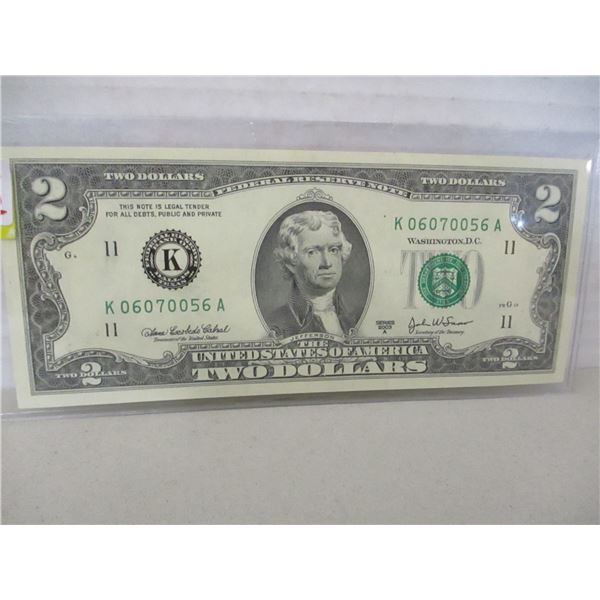 2003 GREEN SEAL MINT CONDITION USA SCARCE $2 BILL