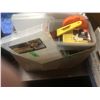 Image 1 : BOX C/W TINS & PLASTIC BINS