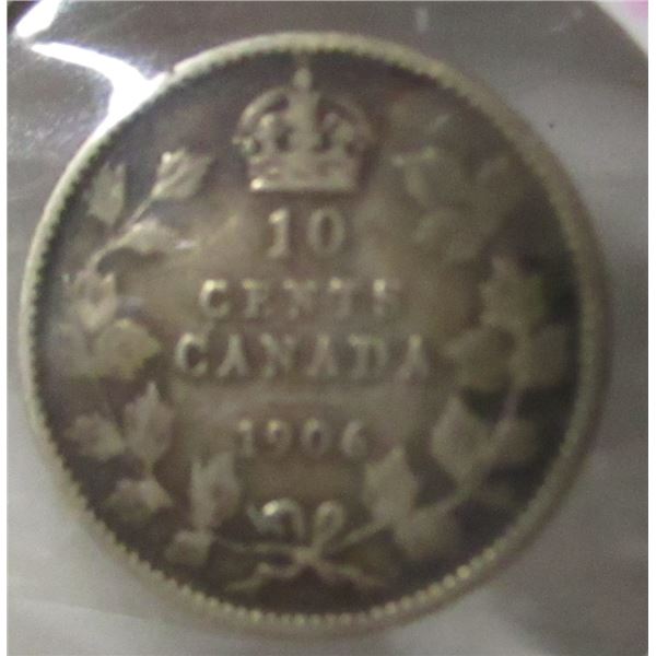 1906 FINE KING EDWARD VII CANADA SILVER DIME