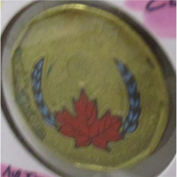 1945 - 2020 CANADA CHARTER OF RIGHTS COLORED MAPLE LEAF $2 COIN