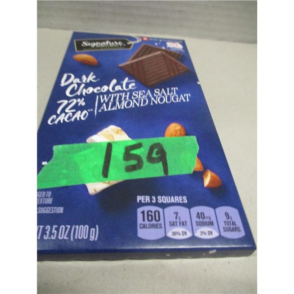FREIGHT DAMAGE (AS IS):  DARK CHOCOLATE WITH SEA SALT & ALMOND NOUGAT BAR (2 BARS X 100G)