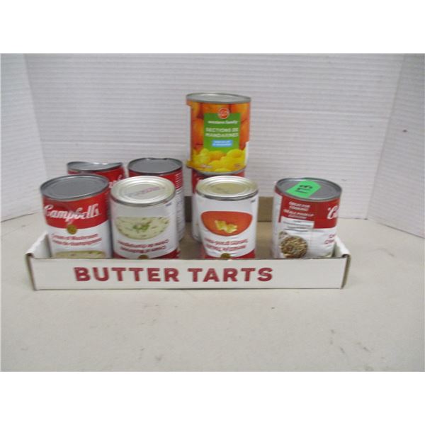 FREIGHT DAMAGE (AS IS):  FLAT C/W 8 CANS OF ASSORTED CAMPBELL'S SOUP