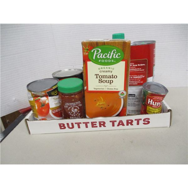 FREIGHT DAMAGE (AS IS):  FLAT C/W 7 PIECES OF ASSORTED GROCERIES