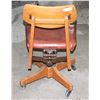 Image 2 : WELL BUILT VINTAGE WOOD OFFICE CHAIR