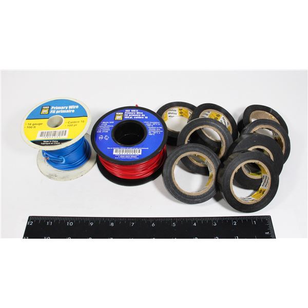 LOT OF PRIMARY WIRE AND ELECTRICAL TAPE