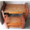Image 2 : VINTAGE ADJUSTABLE WOOD DESK + STOOL
